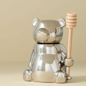 Anthropologie metallic bear honey pot